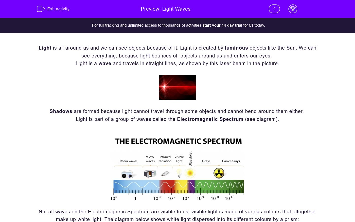 Light Waves Worksheet EdPlace