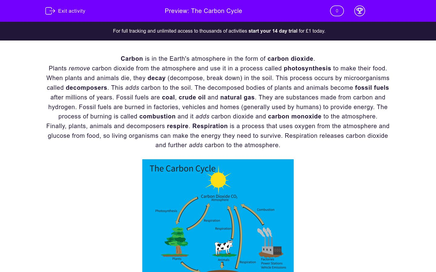 The Carbon Cycle Worksheet - EdPlace For The Carbon Cycle Worksheet