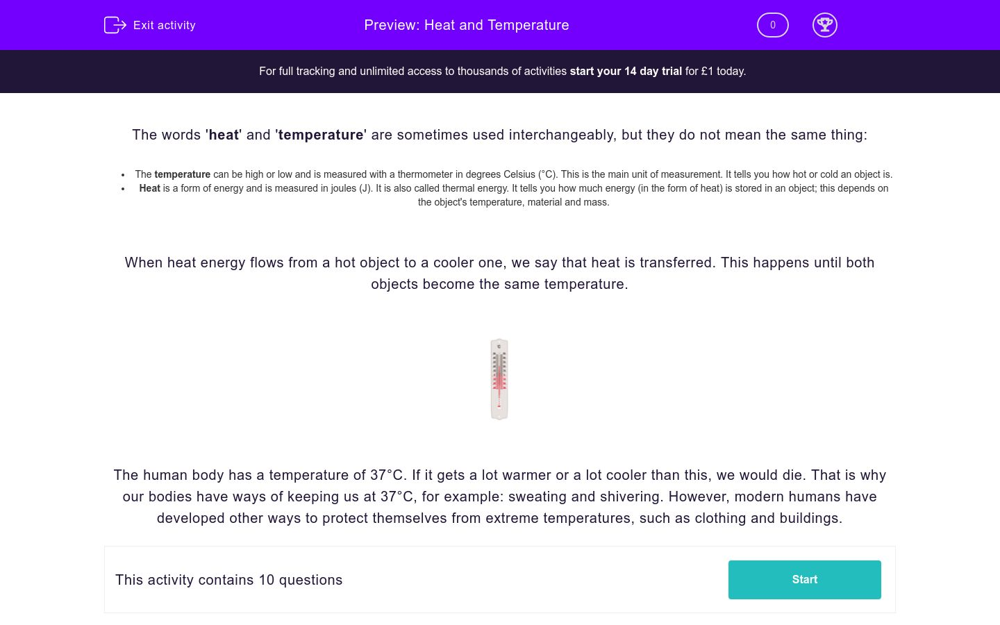 Heat and Temperature Worksheet - EdPlace