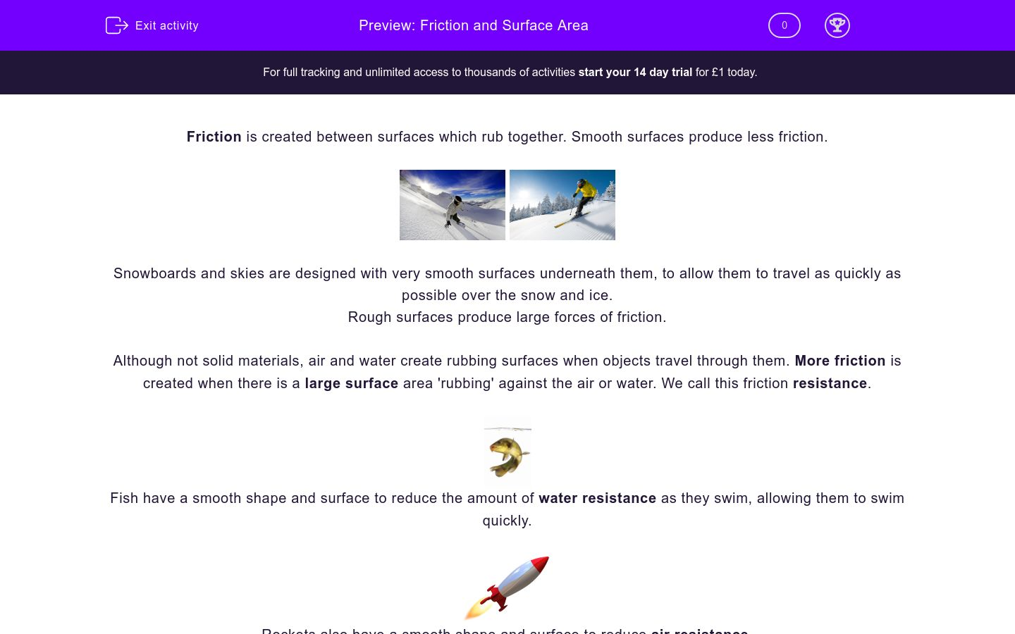 Friction and Surface Area Worksheet - EdPlace