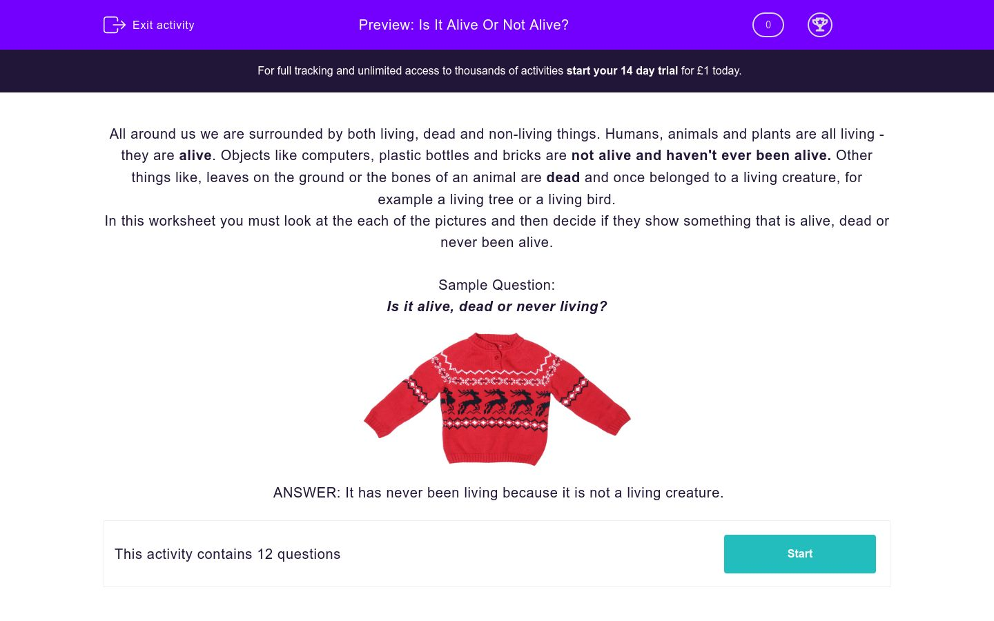 Is It Alive Or Not Alive? Worksheet - EdPlace
