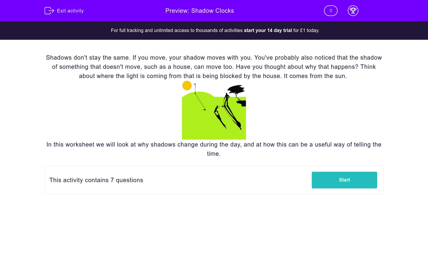 Shadow Clocks Worksheet Edplace