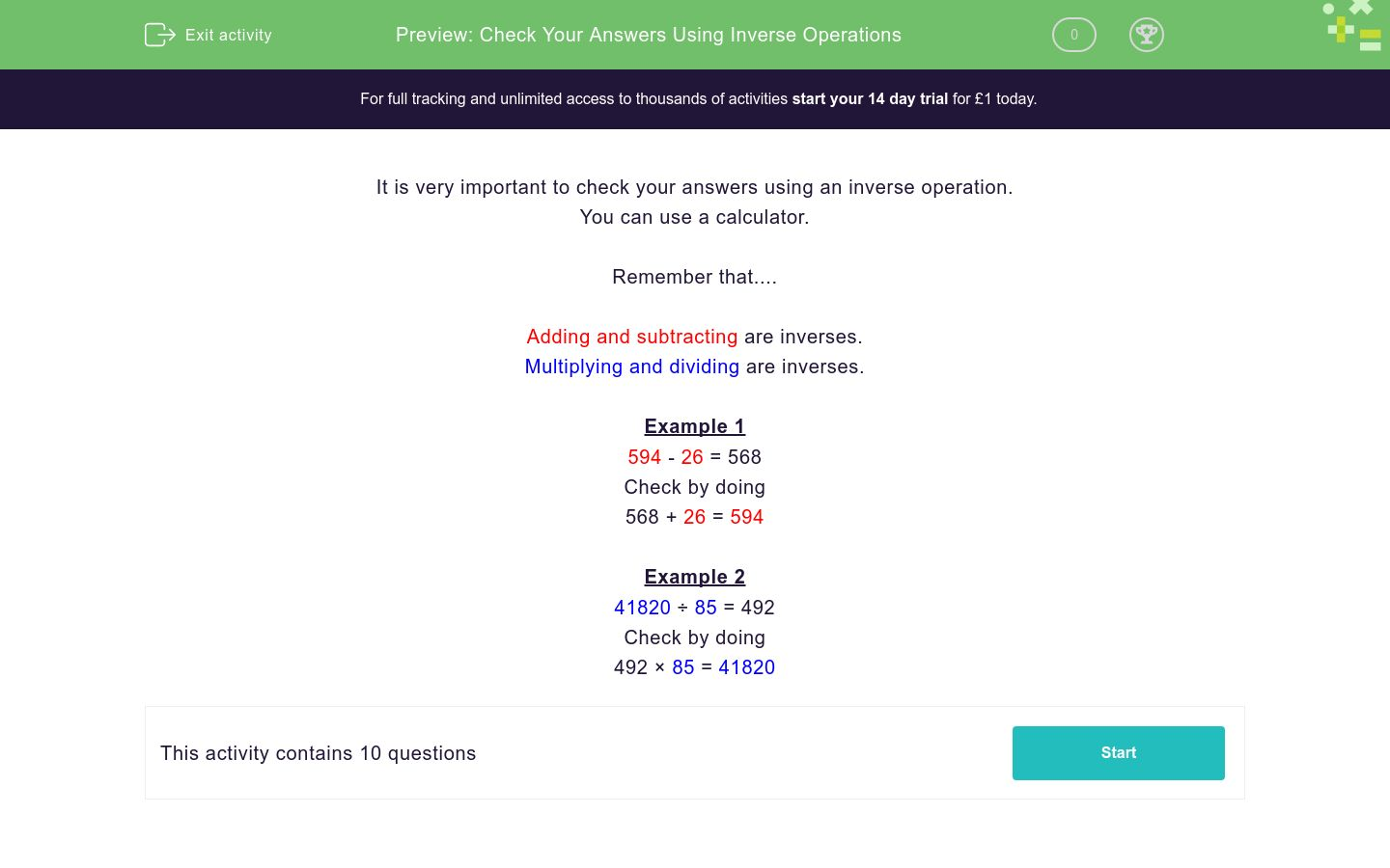 Check Your Answers Using Inverse Operations Worksheet Edplace