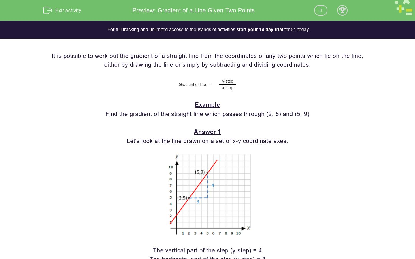 Gradient of a Line Given Two Points Worksheet - EdPlace Throughout Find The Slope Worksheet