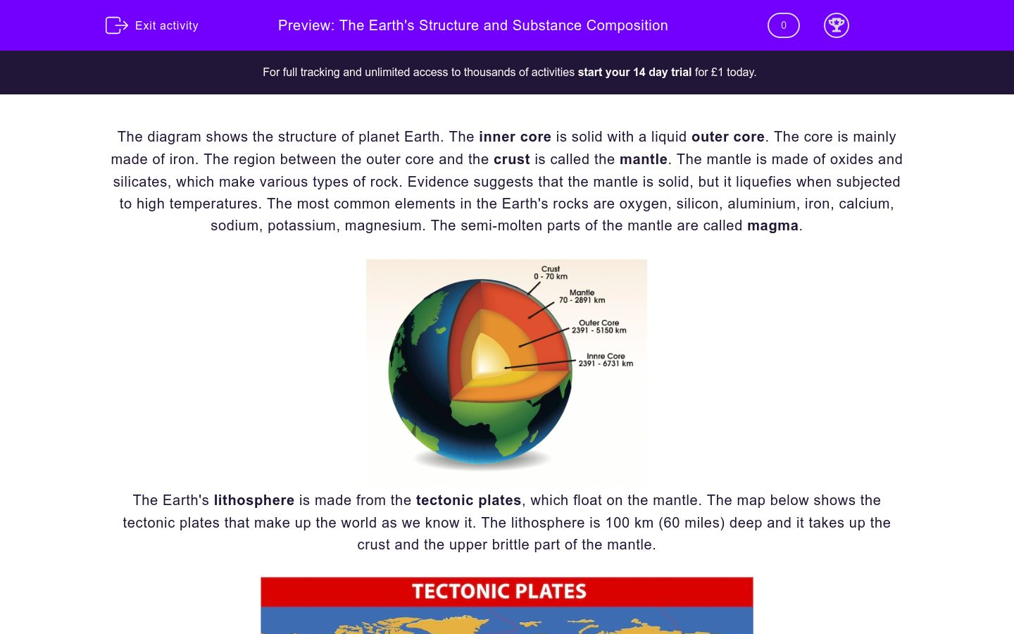 Structure Of The Earth Worksheet