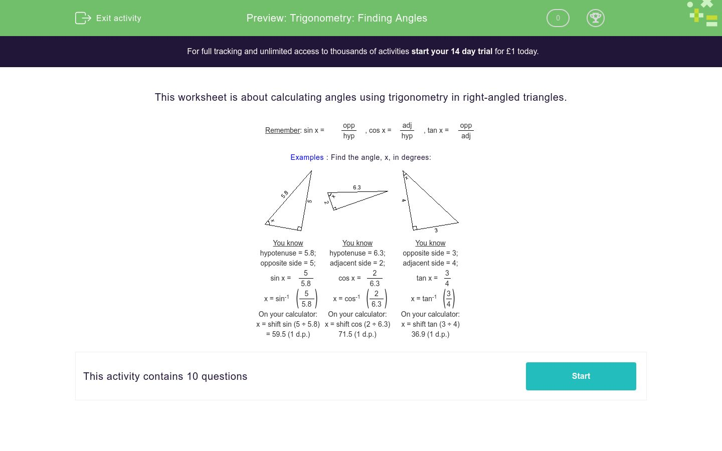 Worksheets Sine Cosine Tangent Worksheet trigonometry finding angles worksheet edplace worksheet