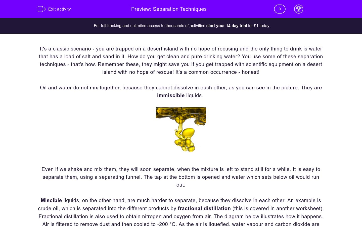 Investigate Separation Techniques Worksheet - EdPlace