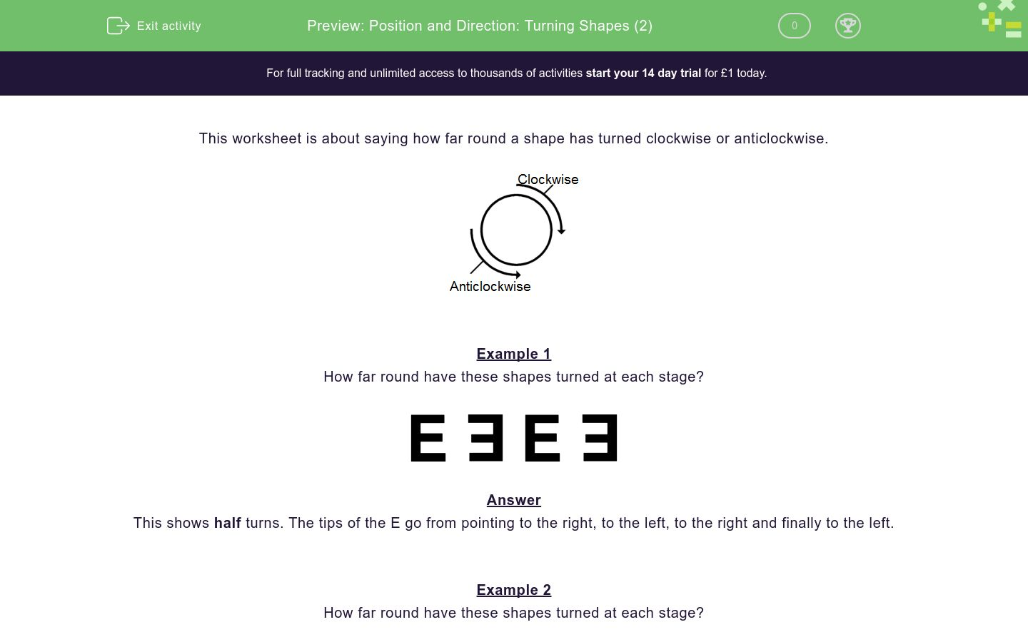 Position And Direction Turning Shapes 2 Worksheet Edplace