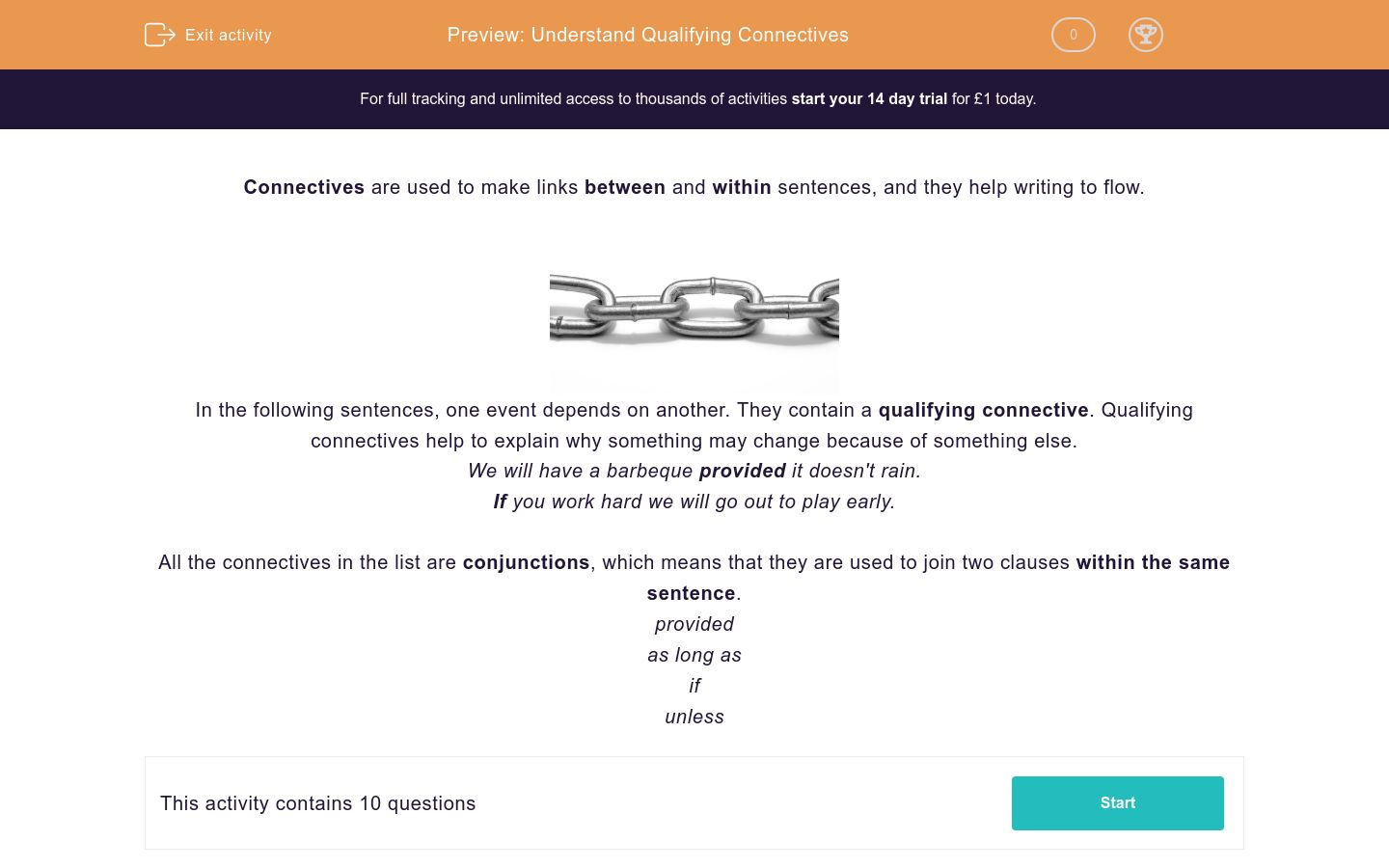 Understand Qualifying Connectives Worksheet - EdPlace