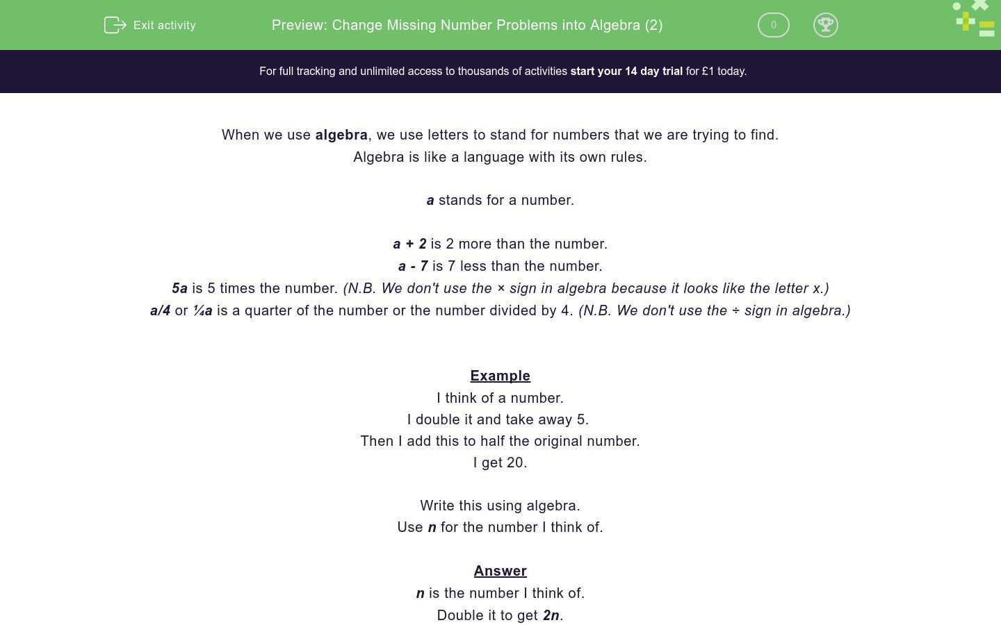 Change Missing Number Problems into Algebra (2) Worksheet - EdPlace