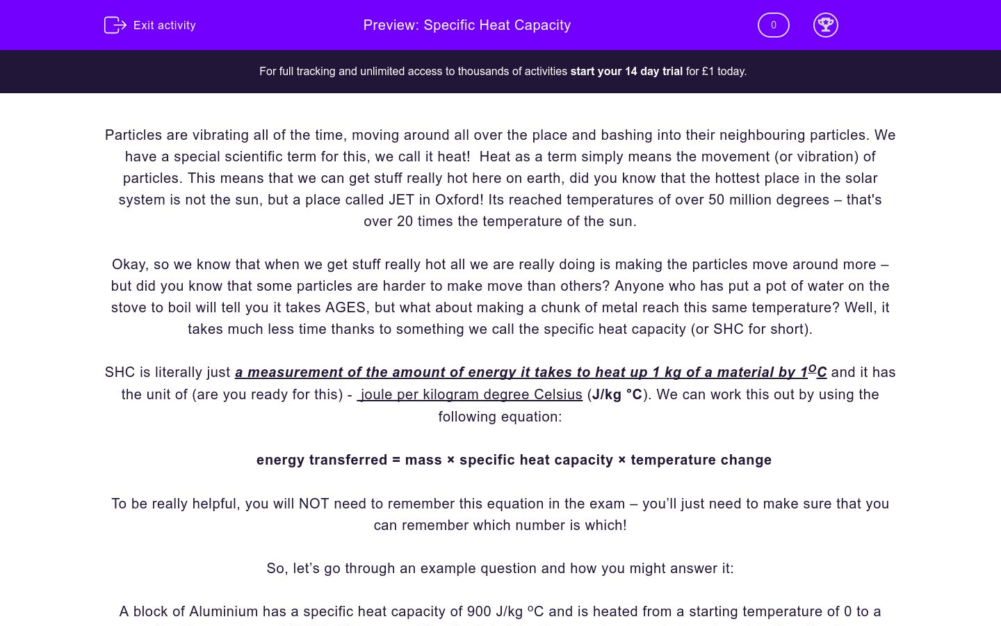 Calculate Specific Heat Capacity Worksheet - EdPlace