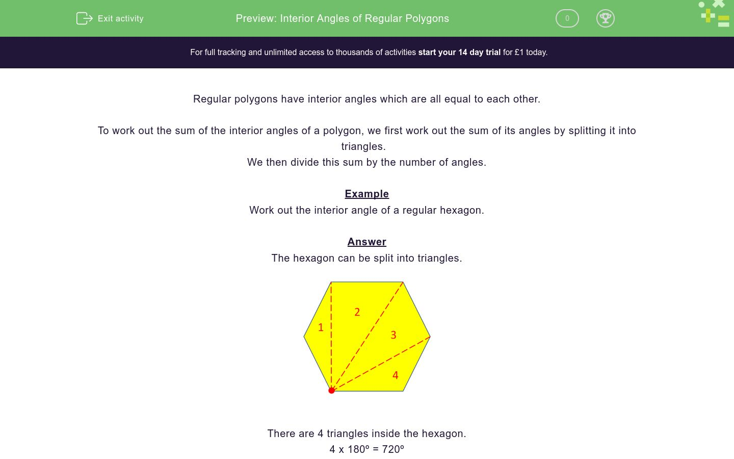 Interior Angles of Regular Polygons Worksheet - EdPlace