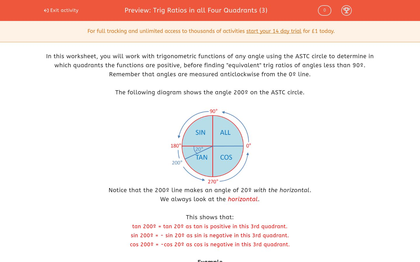 Worksheets Trig Ratios Worksheet trig ratios in all four quadrants 3 worksheet edplace worksheet