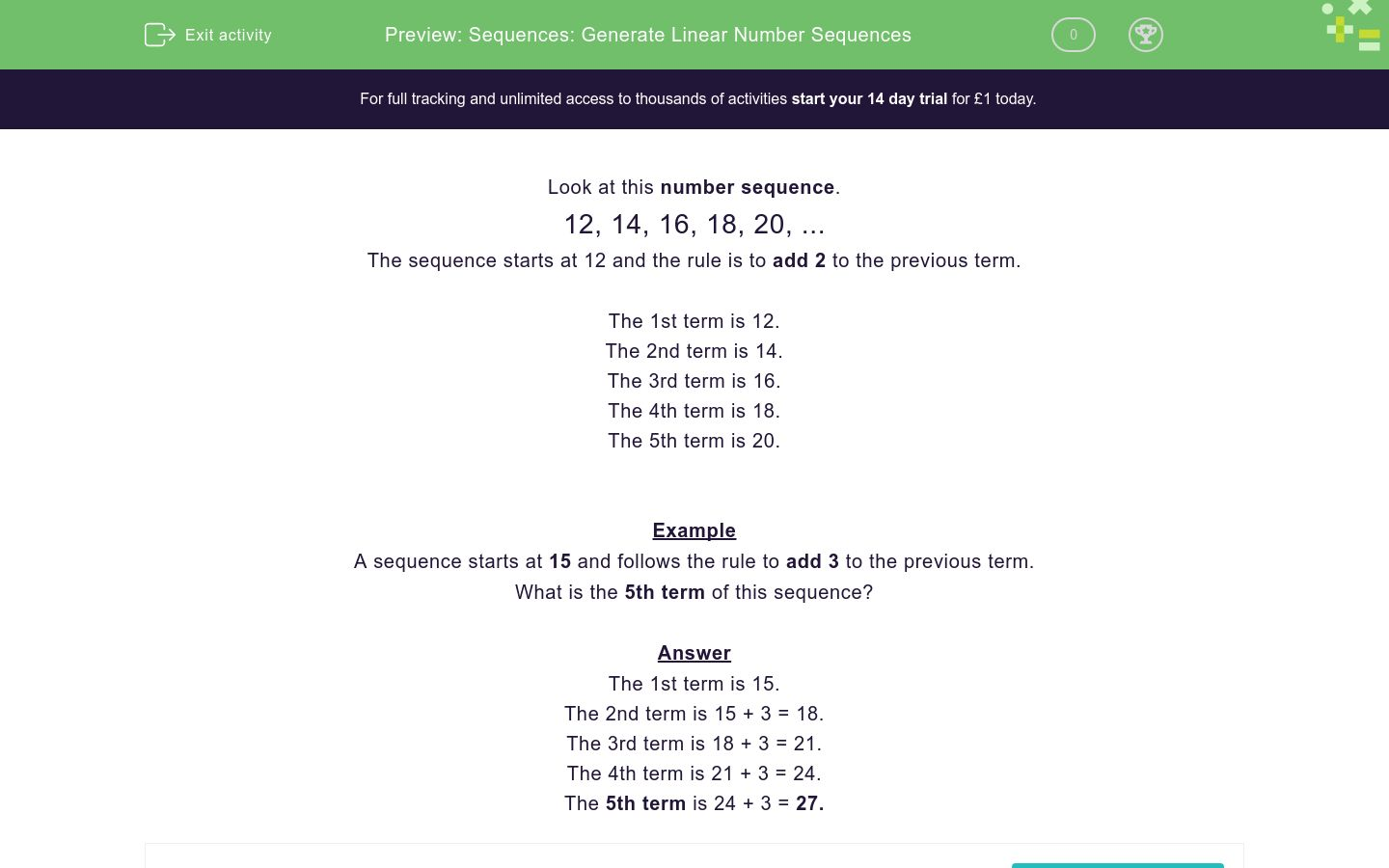 sequences-generate-linear-number-sequences-worksheet-edplace