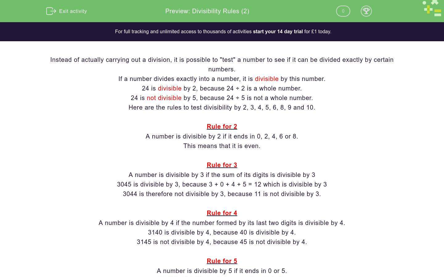 Divisibility Rules (2) Worksheet - EdPlace