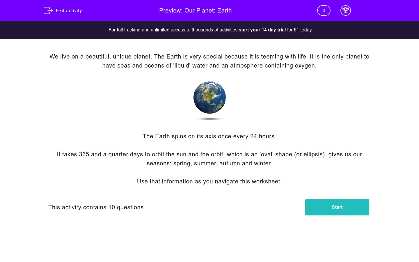 Our Planet Earth Worksheet Edplace