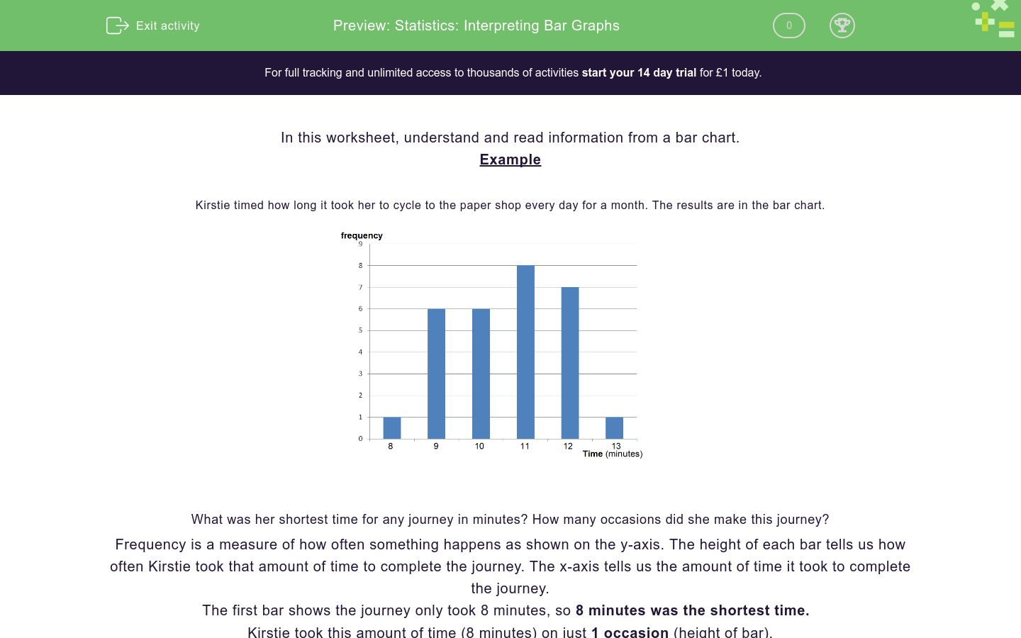 Statistics: Interpreting Bar Graphs Worksheet - EdPlace