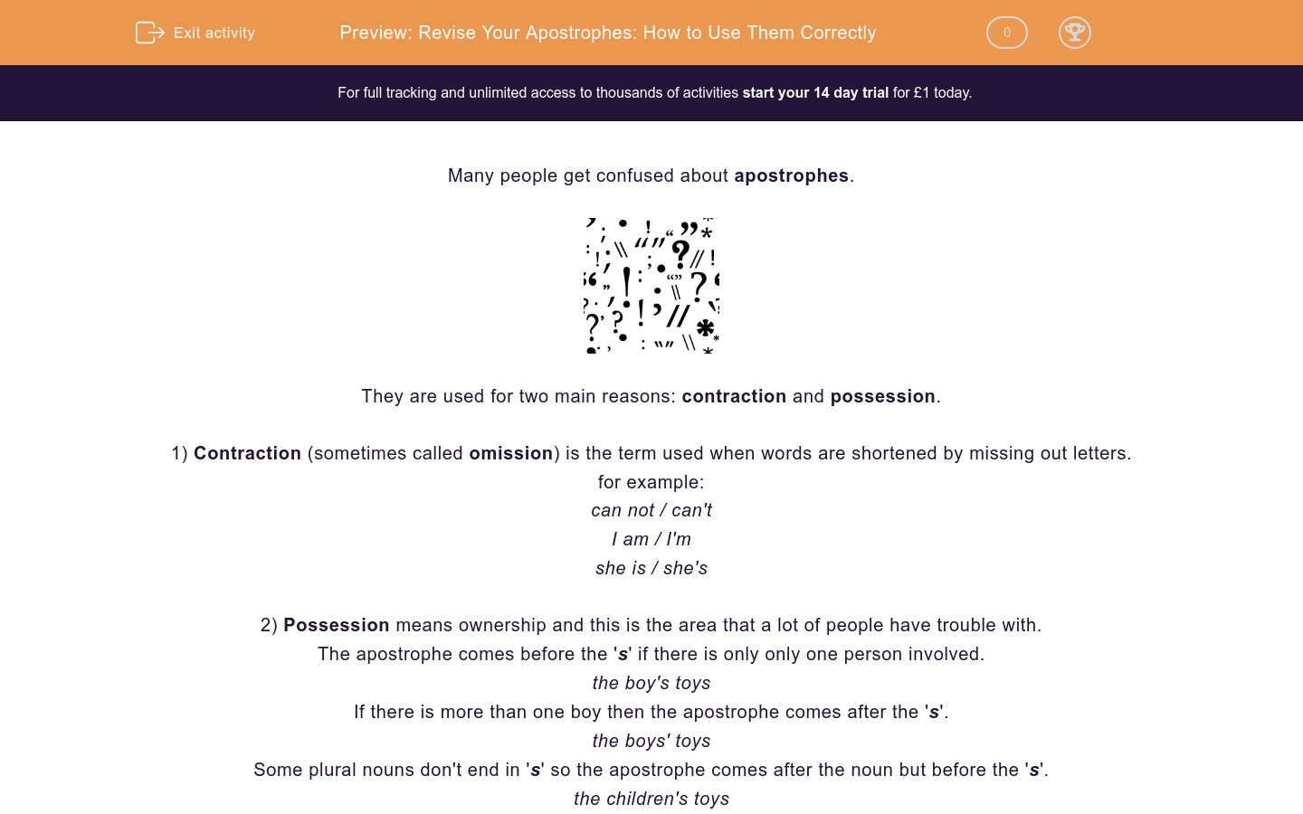 Revise Your Apostrophes: How to Use Them Correctly Worksheet - EdPlace