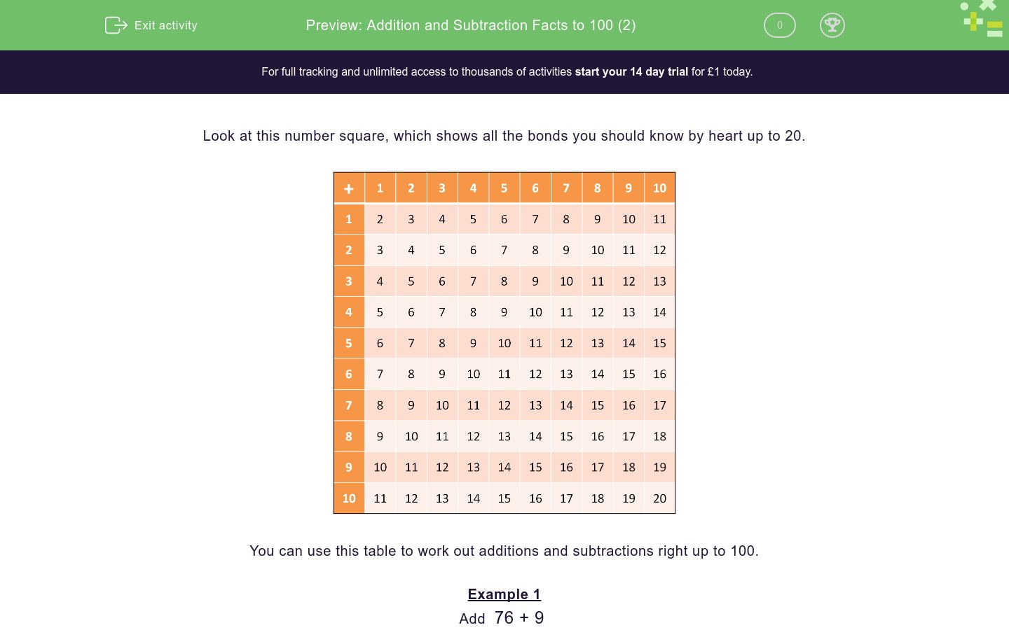  Addition And Subtraction Facts To 100 2 Worksheet EdPlace