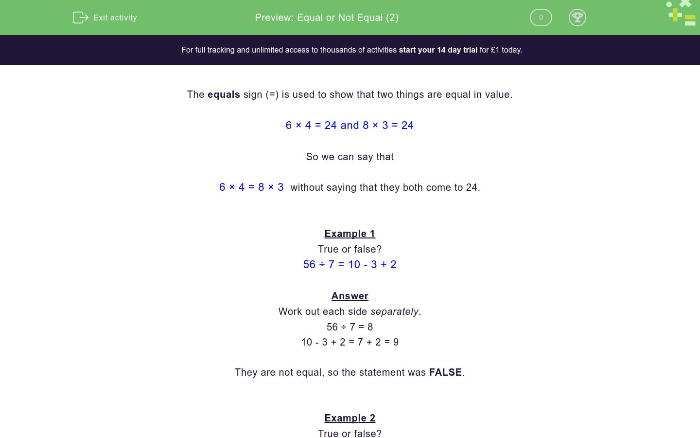Equal or Not Equal (2) Worksheet - EdPlace