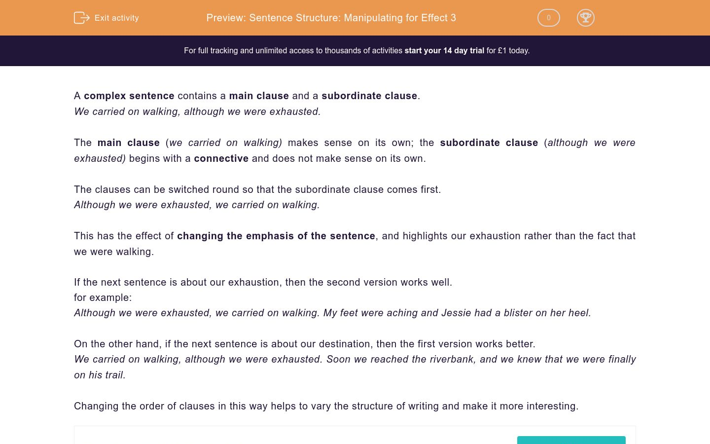 Sentence Structure Manipulating For Effect 3 Worksheet EdPlace