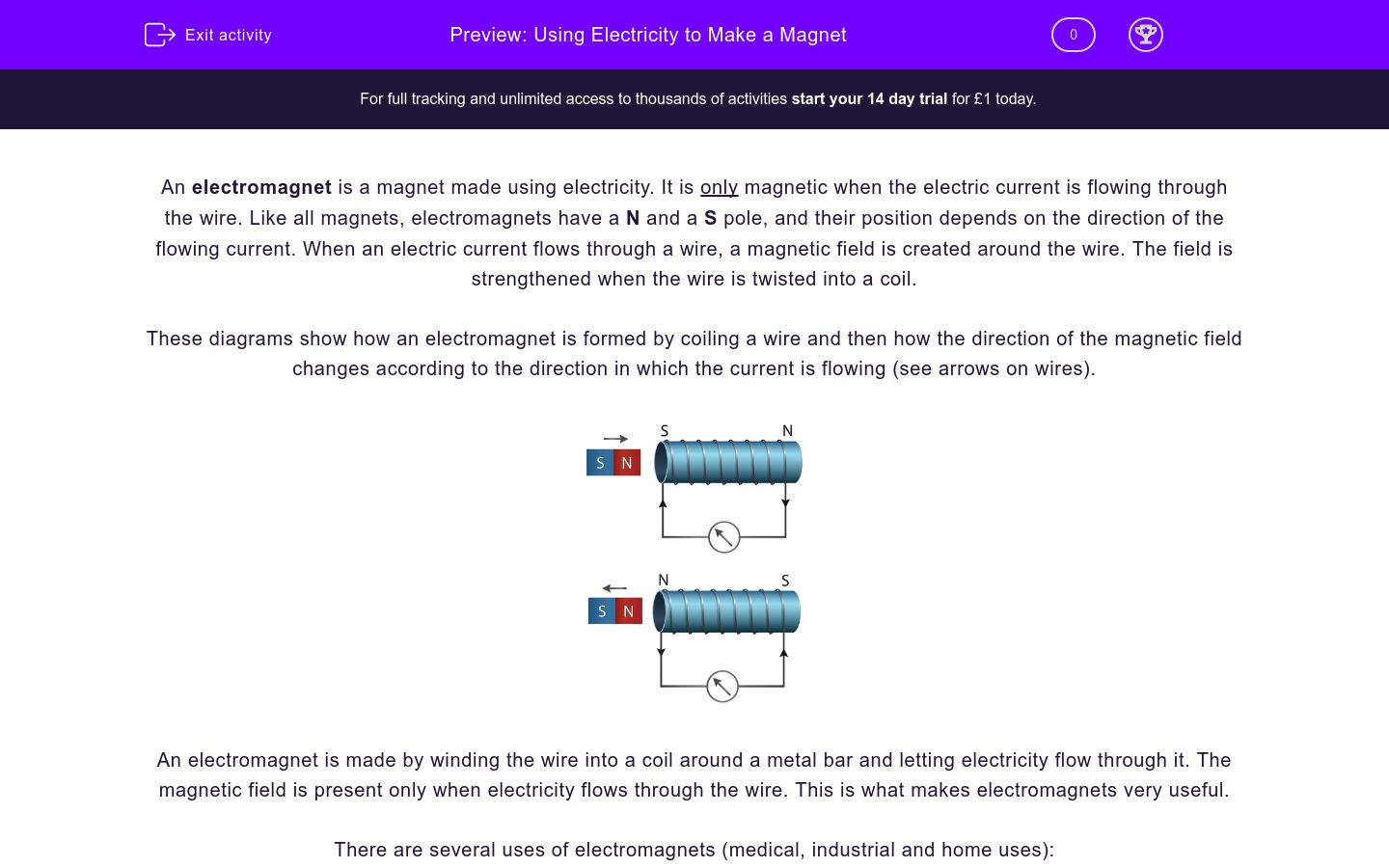 Using Electricity to Make a Magnet Worksheet - EdPlace