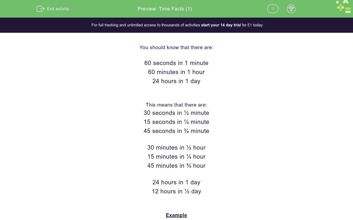 Time Facts (1) Worksheet - EdPlace