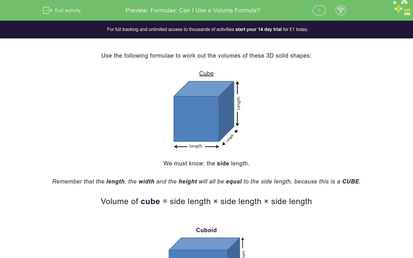 Formulae: Can I Use a Volume Formula? Worksheet - EdPlace