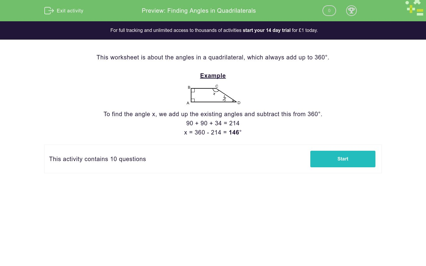 Angles And Quadrilaterals Worksheet