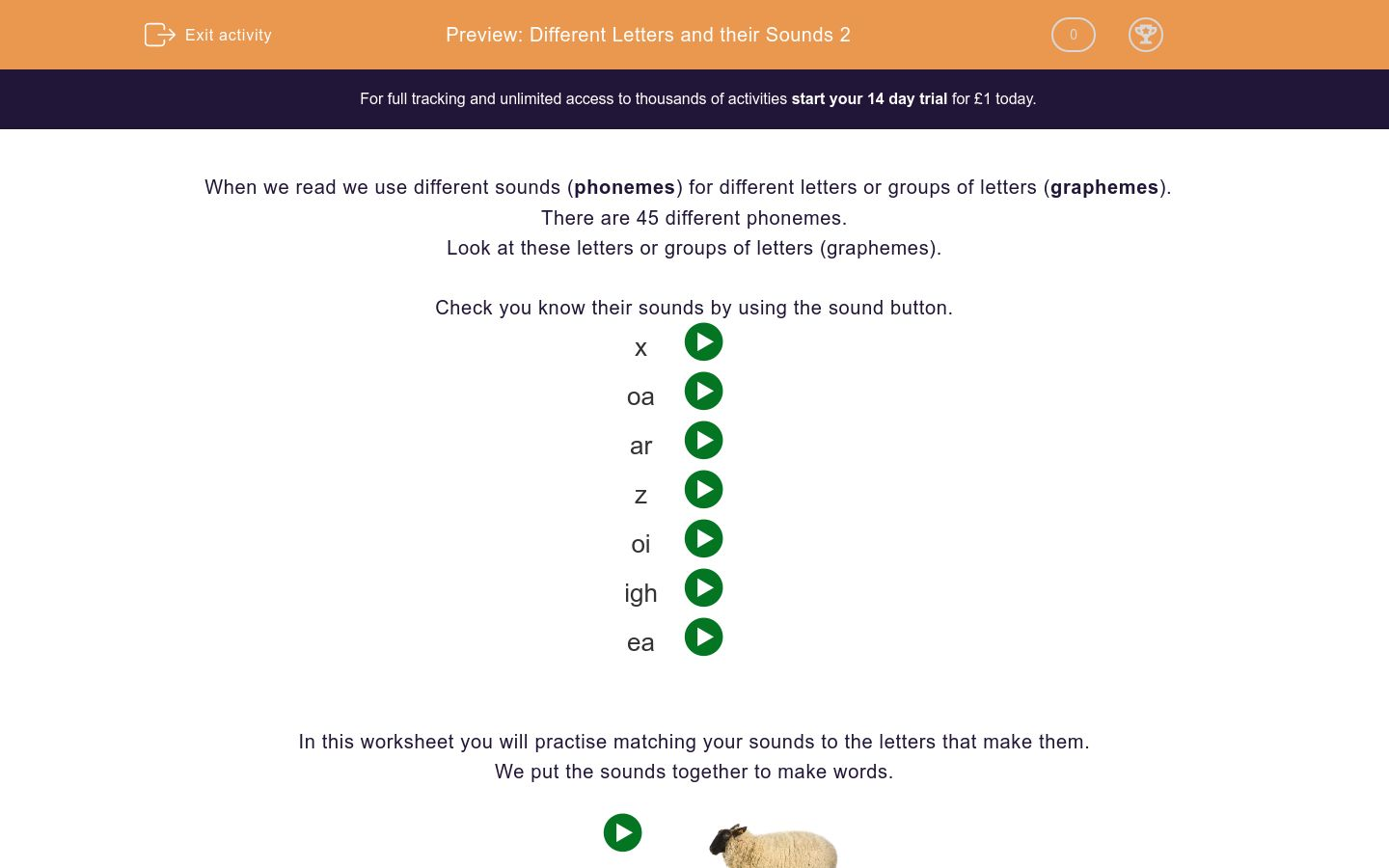 Different Letters and their Sounds 2 Worksheet - EdPlace