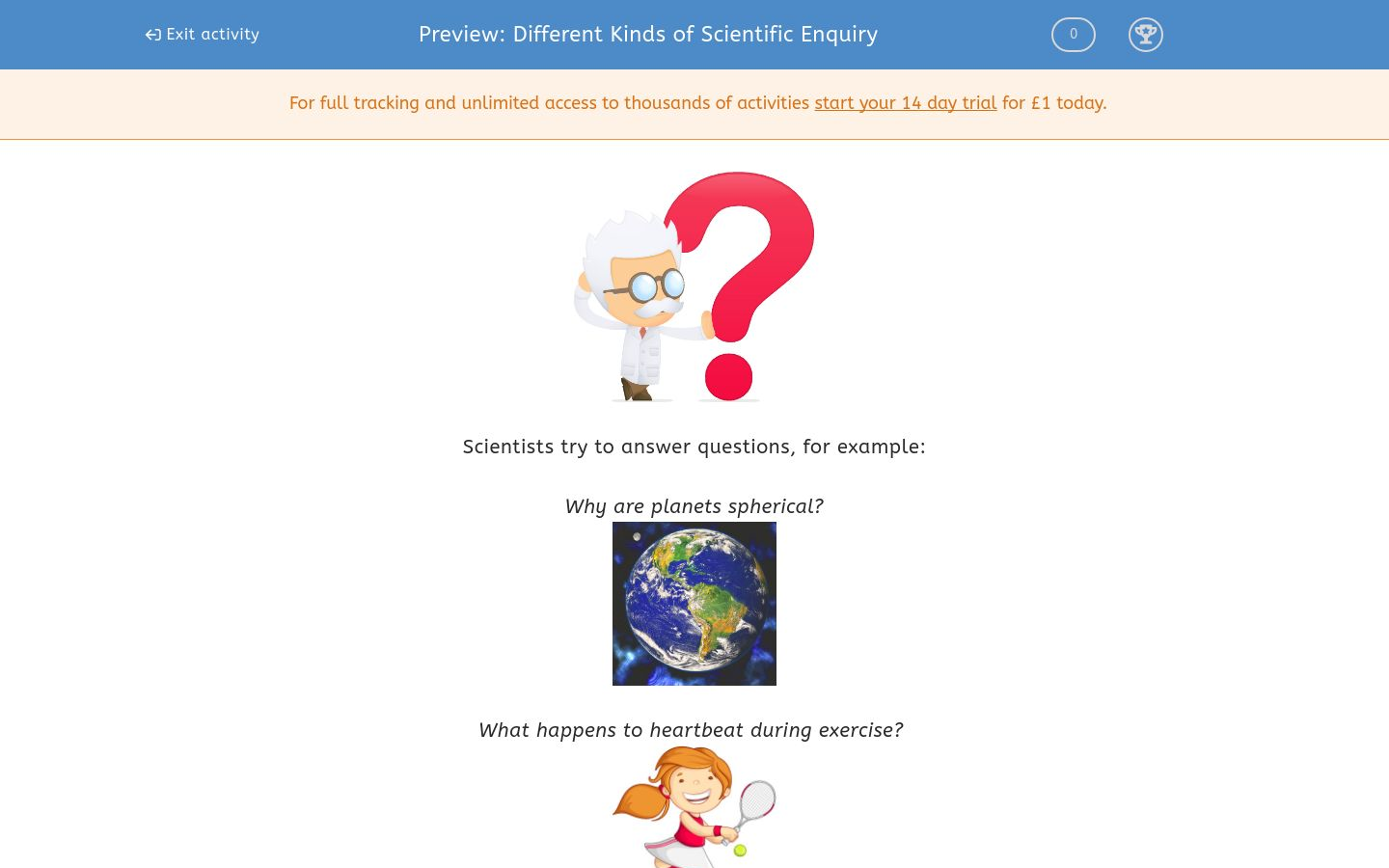 Different Kinds of Scientific Enquiry Worksheet - EdPlace