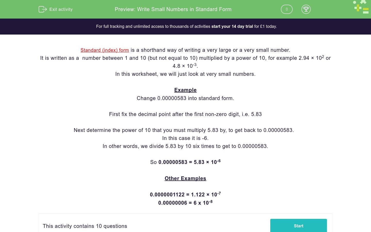 write-small-numbers-in-standard-form-worksheet-edplace