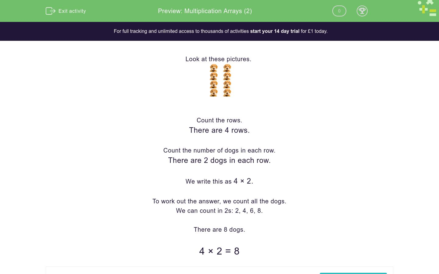 multiplication arrays 2 worksheet edplace