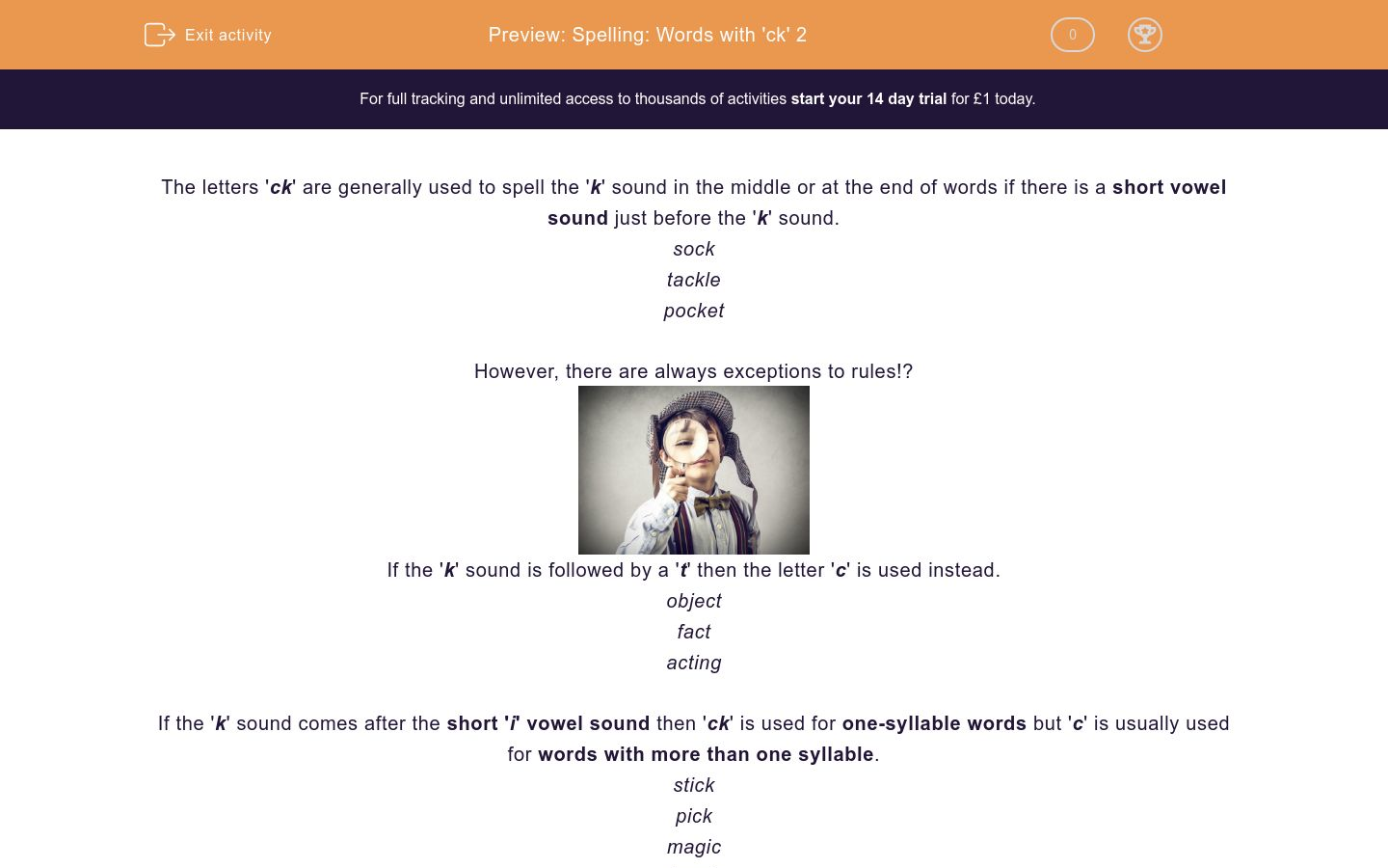 Spelling: Words with 'ck' 2 Worksheet - EdPlace