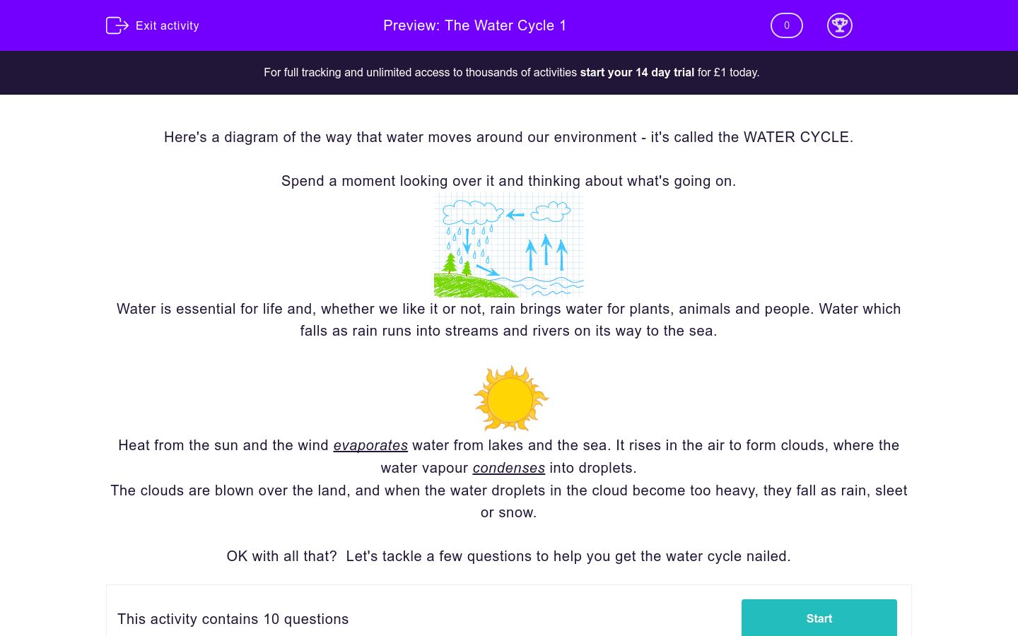 The Water Cycle 1 Worksheet - EdPlace