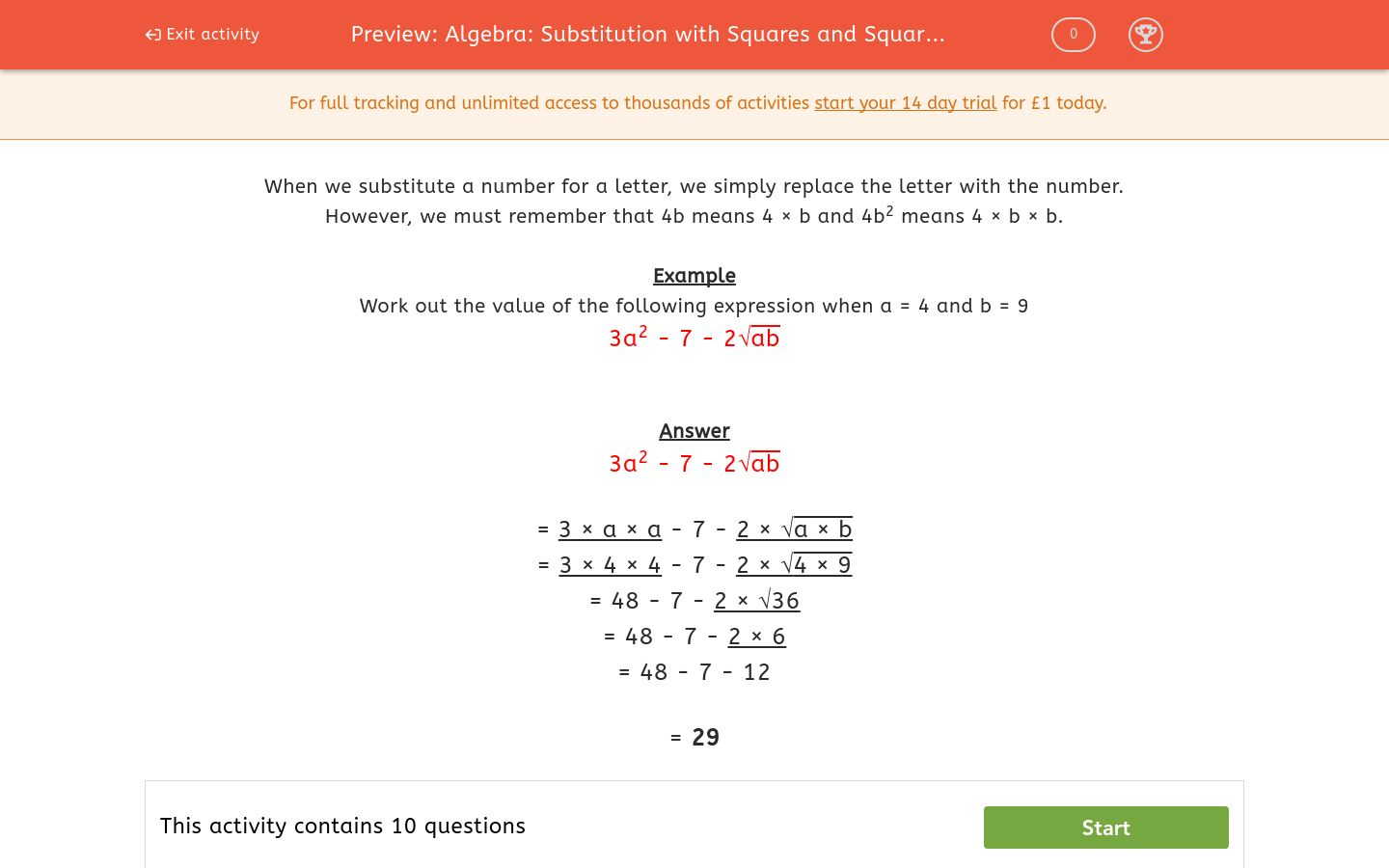 Algebra Substitution Worksheets Ks3