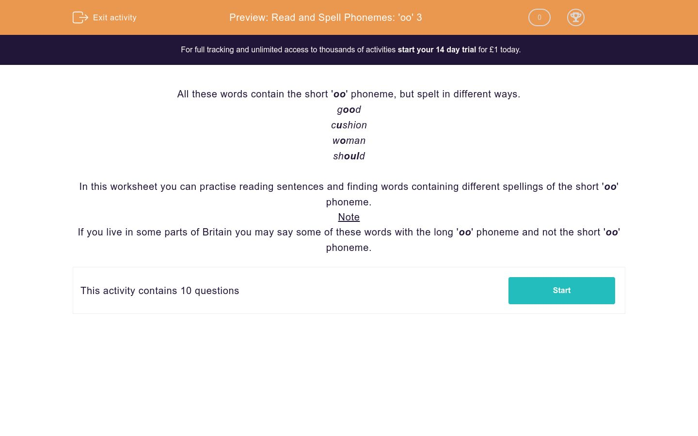 phoneme worksheet o Read Spell and   3 Phonemes: 'oo' Worksheet EdPlace