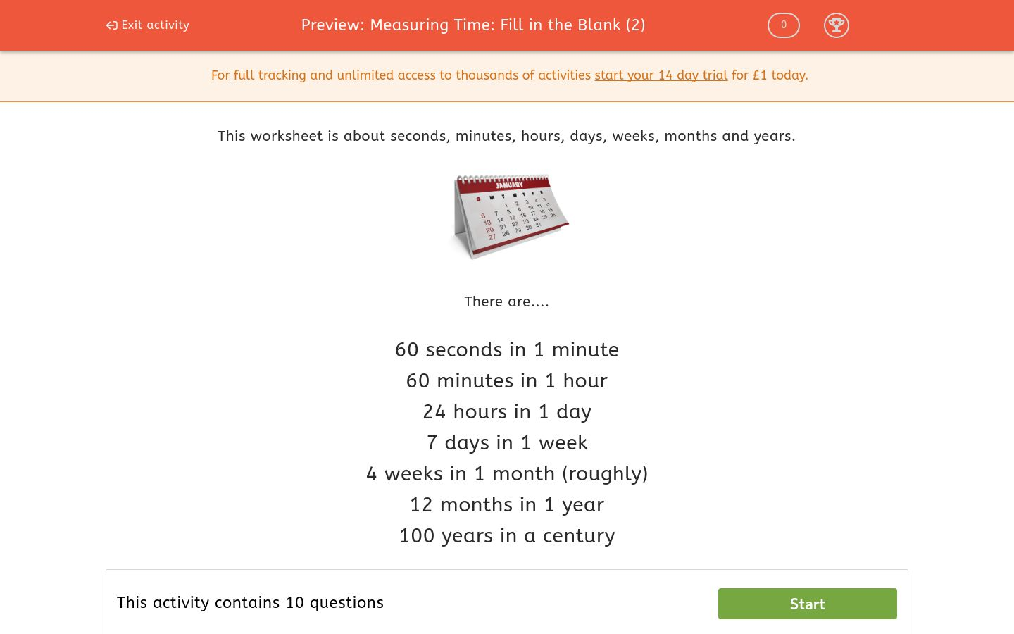 measuring time fill in the blank 2 worksheet edplace