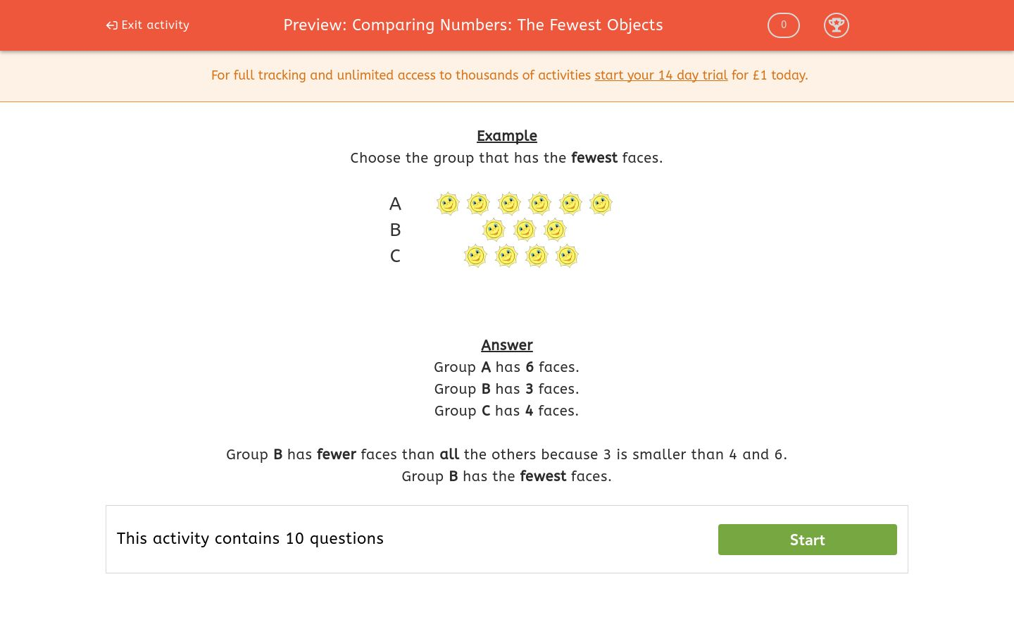 Comparing Numbers The Fewest Objects Worksheet EdPlace