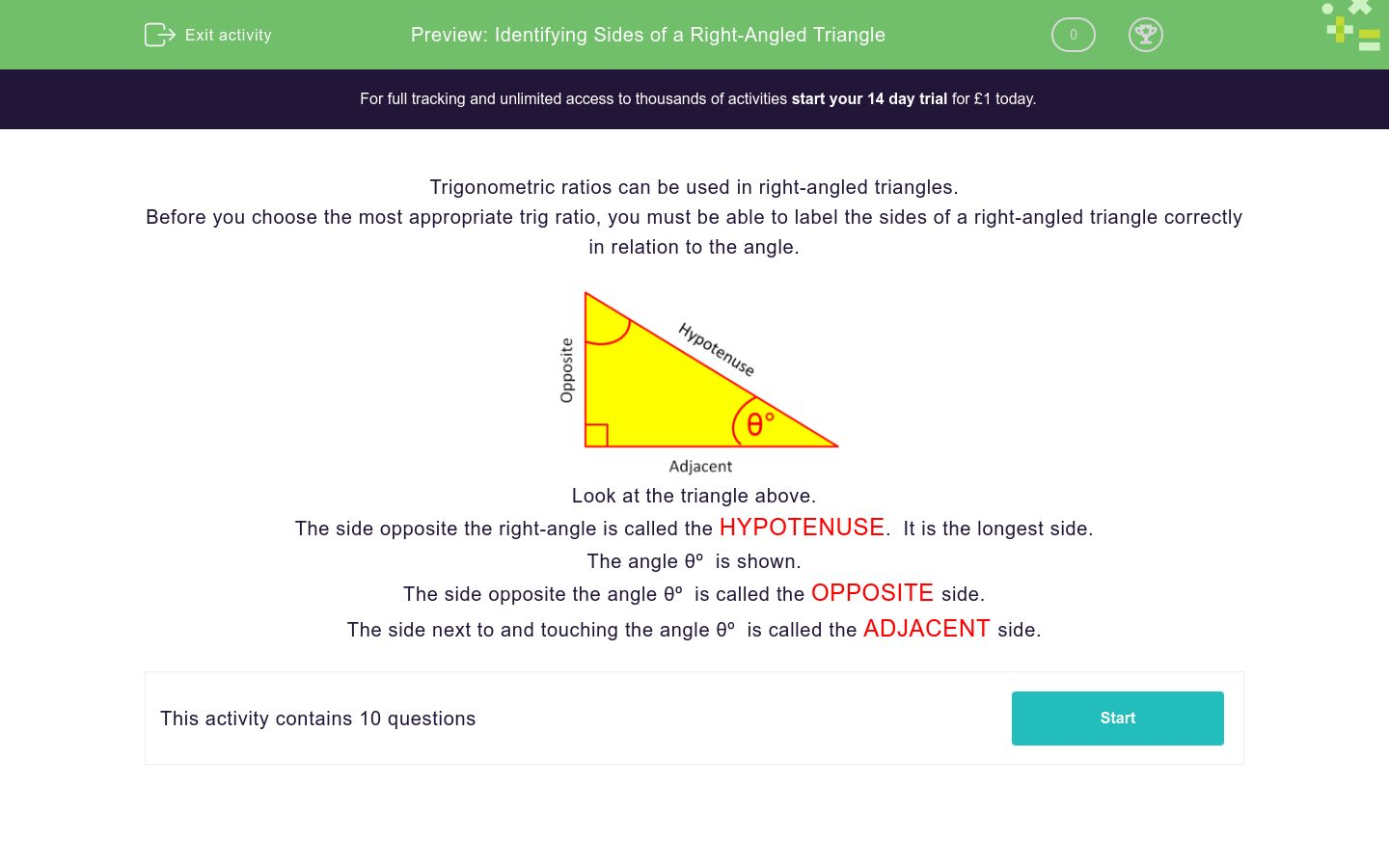 Identifying Sides of a Right-Angled Triangle Worksheet - EdPlace