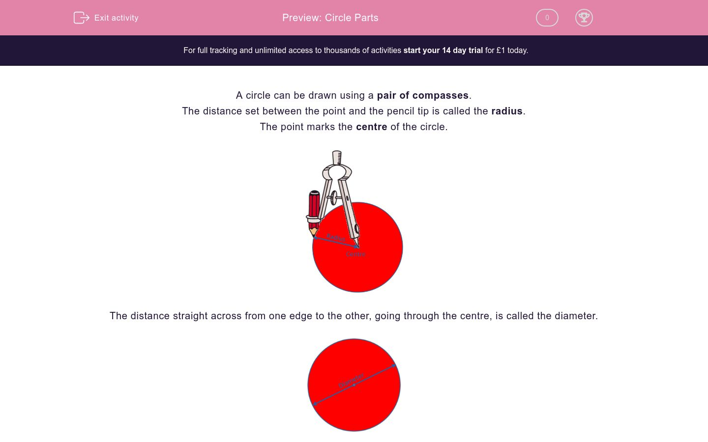 Circle Parts Worksheet - EdPlace