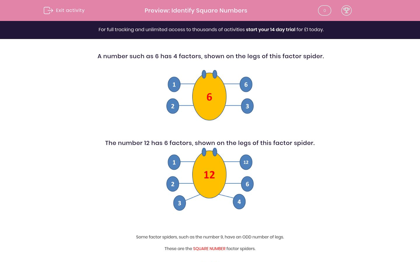 identify square numbers worksheet edplace