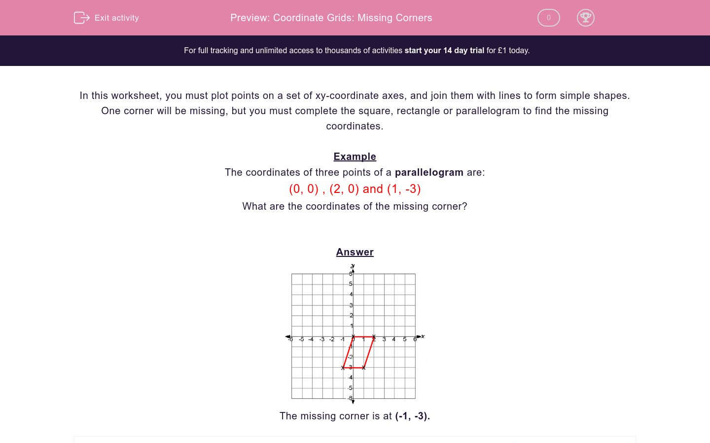 Coordinate Grids: Missing Corners Worksheet - EdPlace