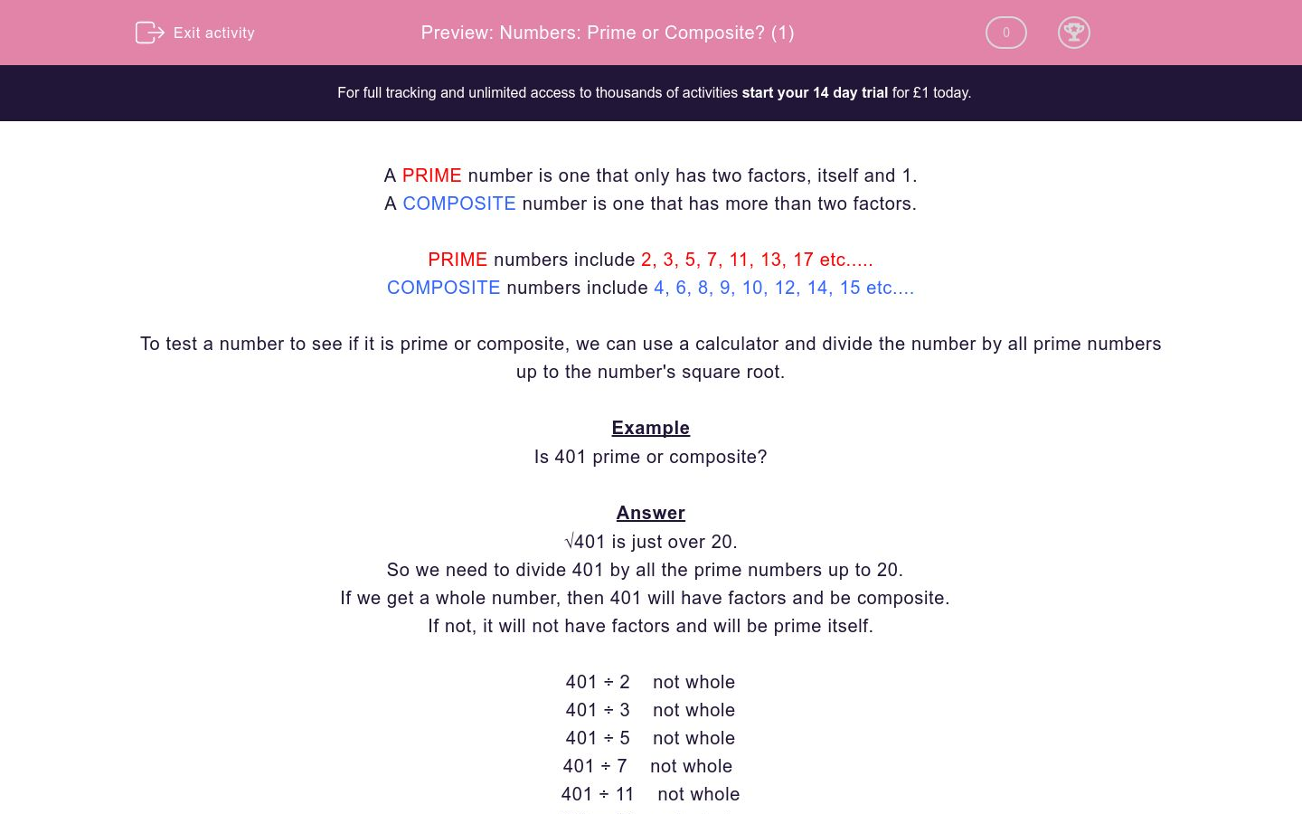 Numbers: Prime or Composite? (1) Worksheet - EdPlace