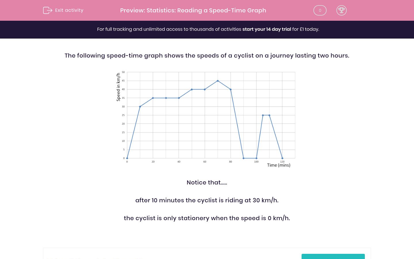 Statistics: Reading a Speed-Time Graph Worksheet - EdPlace With Speed Vs Time Graph Worksheet