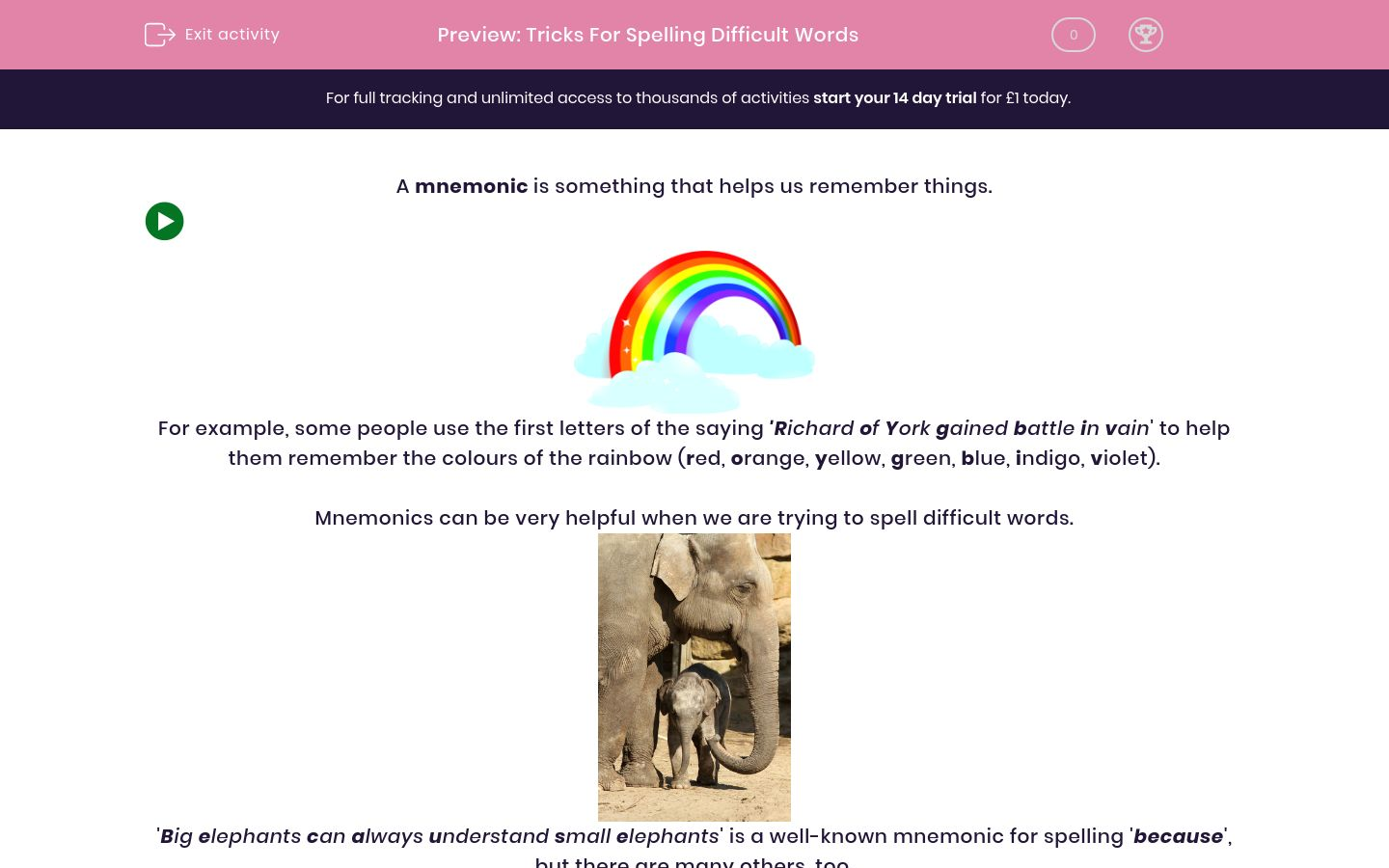 Tricks For Spelling Difficult Words Worksheet - EdPlace