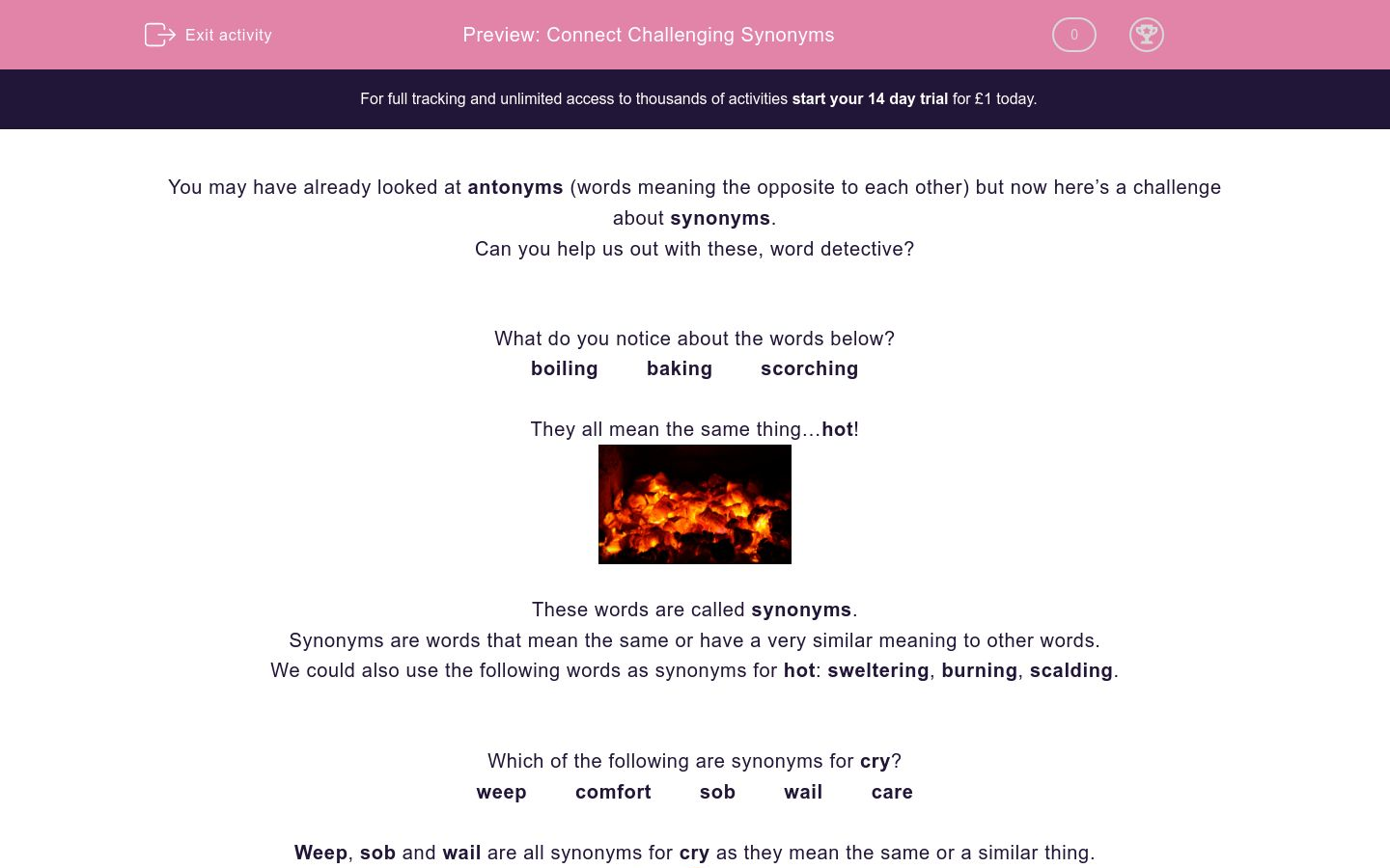 Connect Challenging Synonyms Worksheet Edplace