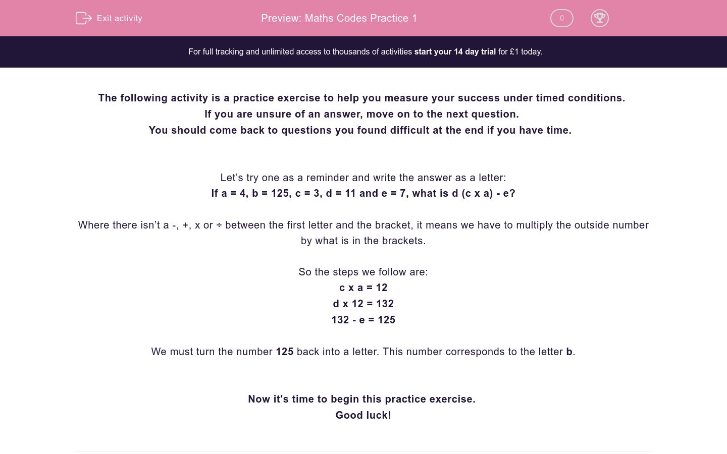 Maths Codes Practice 1 Worksheet - EdPlace