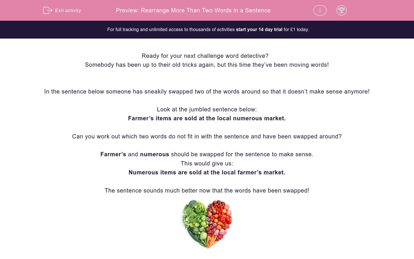 Rearrange More Than Two Words in a Sentence Worksheet - EdPlace