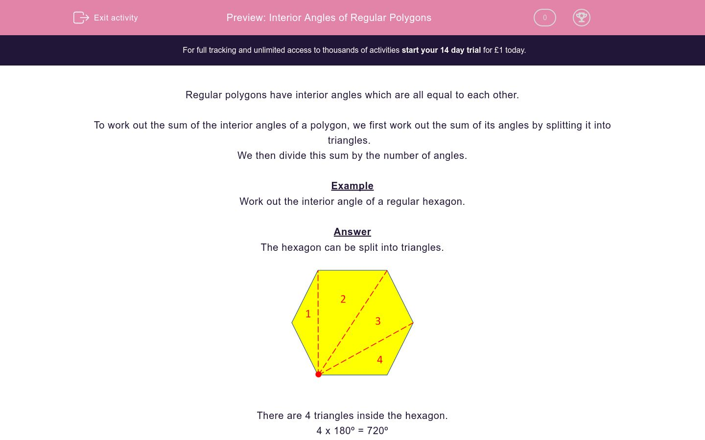 Interior Angles of Regular Polygons Worksheet - EdPlace